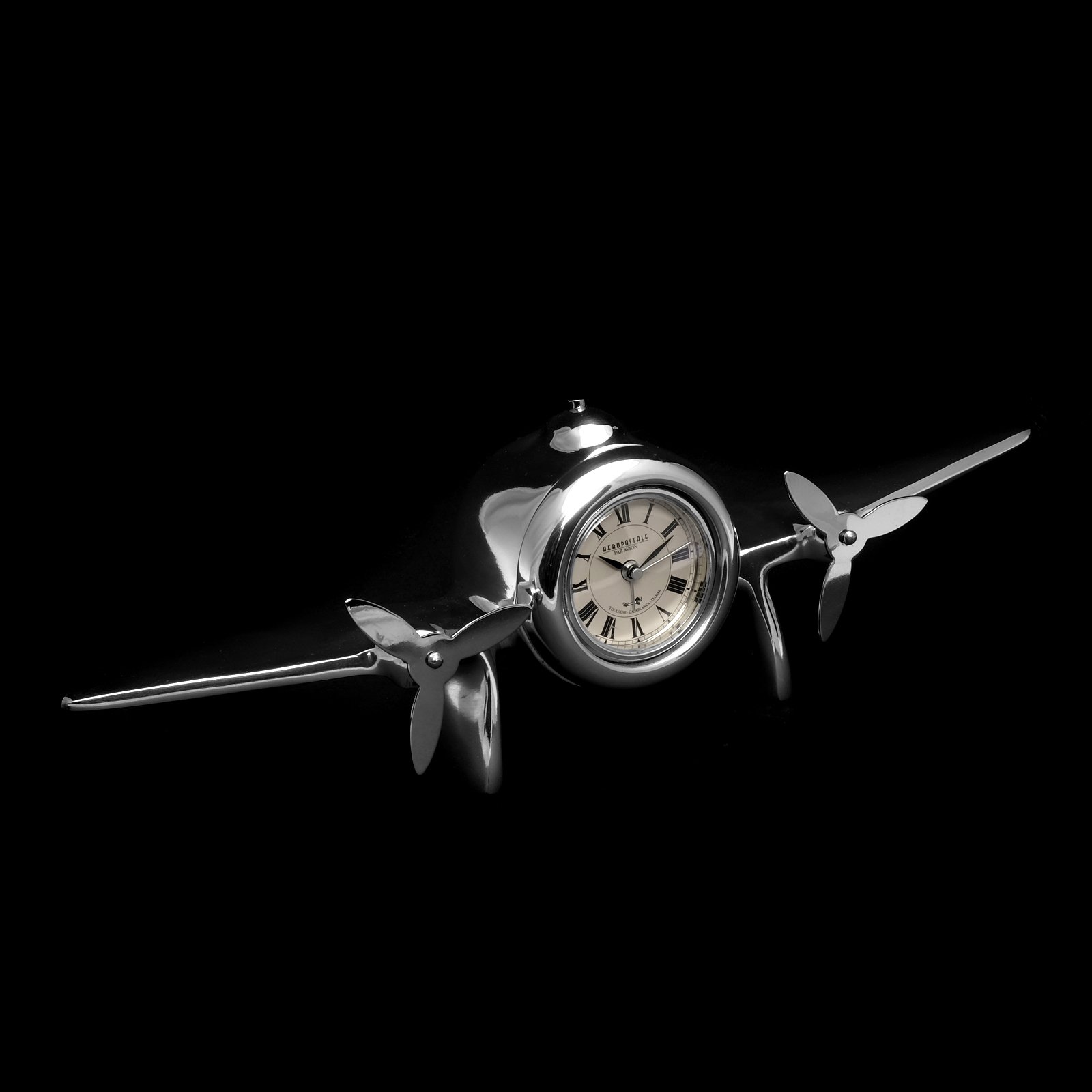 brillibrum-tischuhr-flugzeug-propeller-metall-silber-mit-gravur-bis-25-zeichen image 5