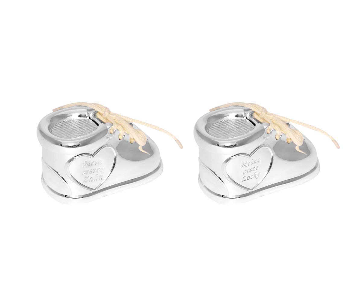 brillibrum-2er-geschenk-set-milchzahndose-lockendose-schuh-versilbert image 1