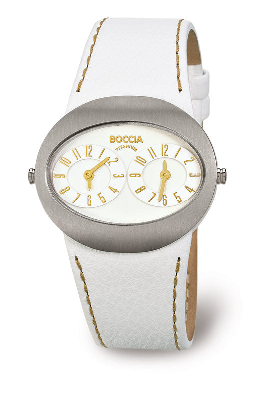boccia-3211-01-damen-titan-uhr-36mm-dual-time-wei-gold-mit-lederband image 2
