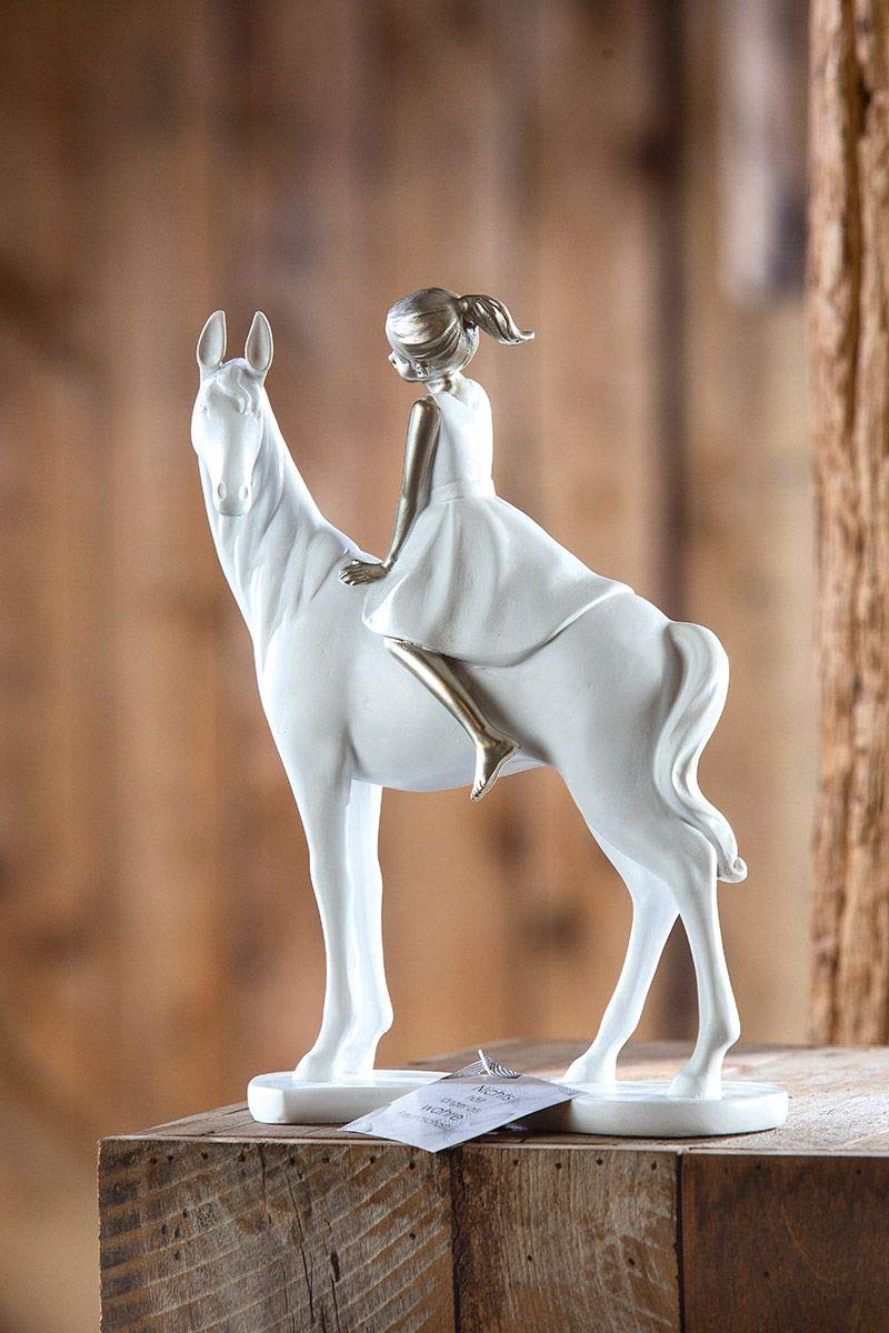brillibrum-skulptur-m-dchen-mit-pferd-polyresin-wei-silber-25-cm image 4