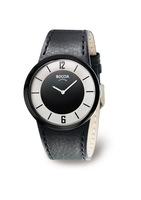 boccia-damen-titan-uhr-black-37-mm-leder-schwarz-wei image 2