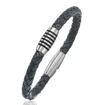 boccia-0347-05-titan-lederarmband-schwarz-geflochten-9mm image 1