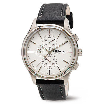boccia-3756-01-titanium-chronograph-herrenuhr-wei-leder image 1