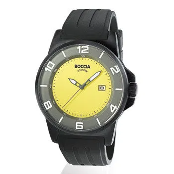 boccia-3535-63-id-titanium-herrenuhr-45mm-schwarz-gelb-kautschuk image 1