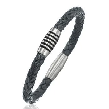 boccia-0347-05-titan-lederarmband-schwarz-geflochten-9mm image 1