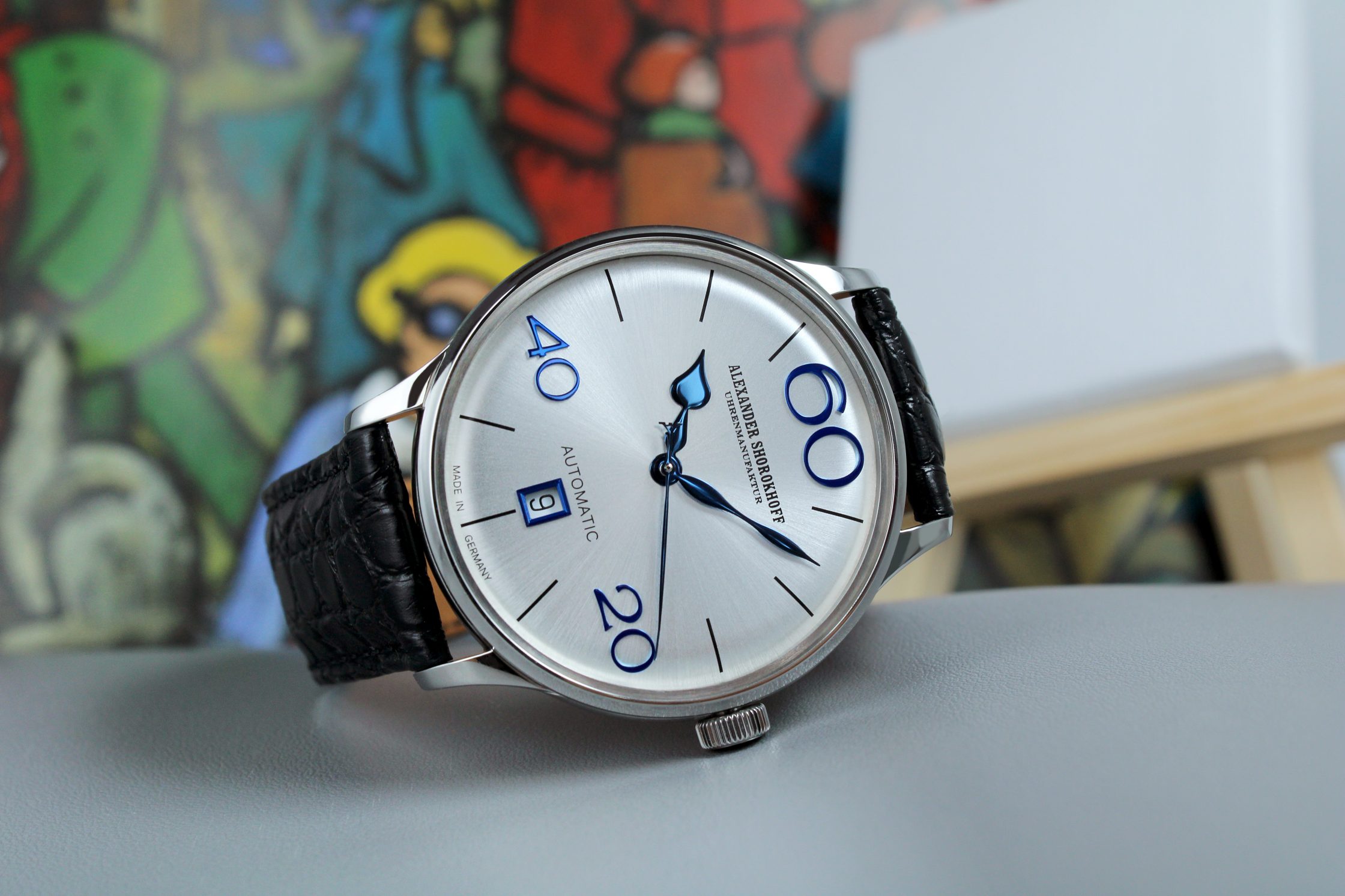 alexander-shorokhoff-sixtythree-silver-vintage-herrenuhr-blau image 2