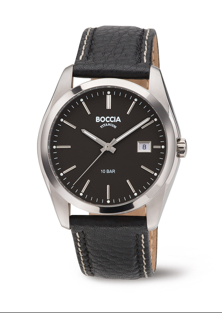 boccia-3608-02-titanium-herrenuhr-leder-schwarz-40-mm image 2