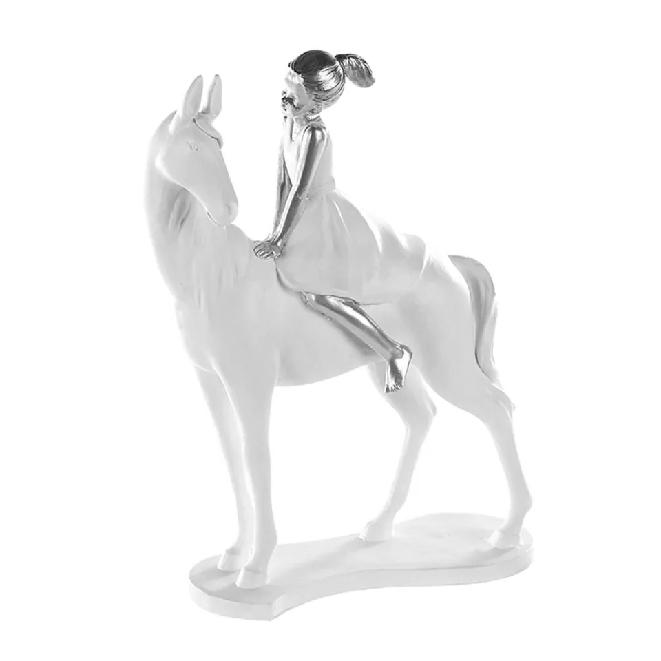 brillibrum-skulptur-m-dchen-mit-pferd-polyresin-wei-silber-25-cm image 1