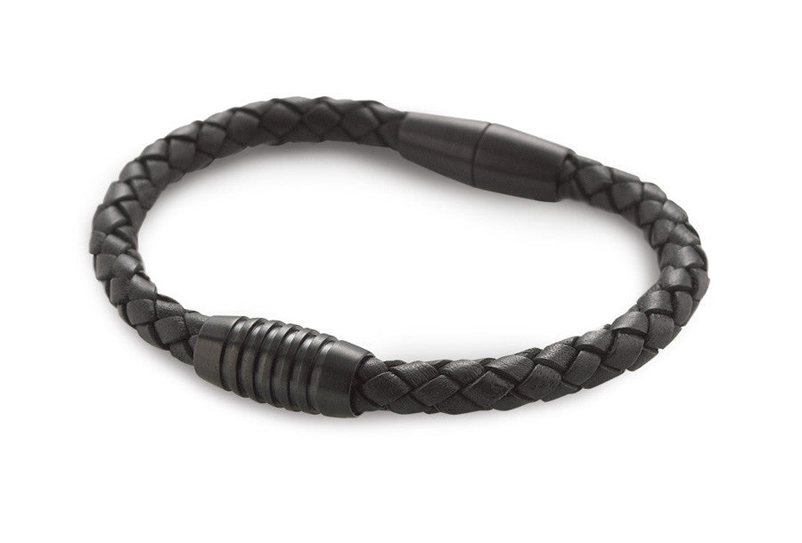 boccia-0347-07-titanium-lederarmband-geflochten-schwarz-6-7mm image 2