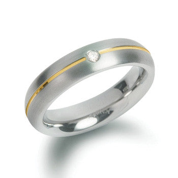 boccia-0130-06-titanium-ring-5-mm-matt-mit-goldlinie-und-diamant-0-03-ct image 1