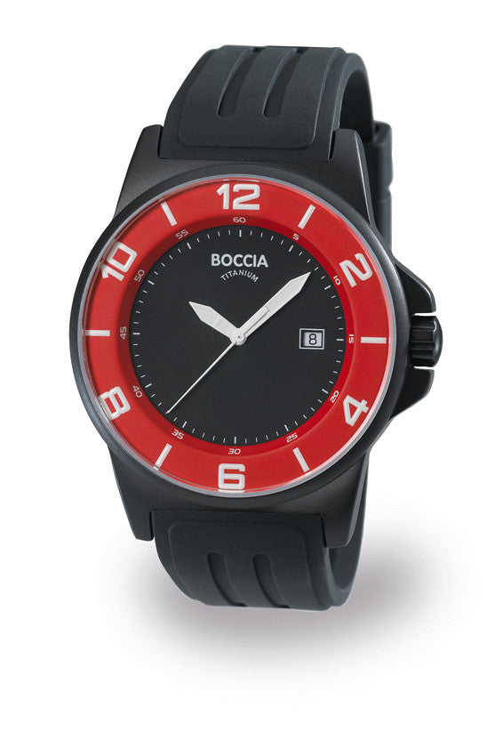 boccia-3535-14-herren-titanium-uhr-id-schwarz-rot-mit-kautschuk-45-mm image 2