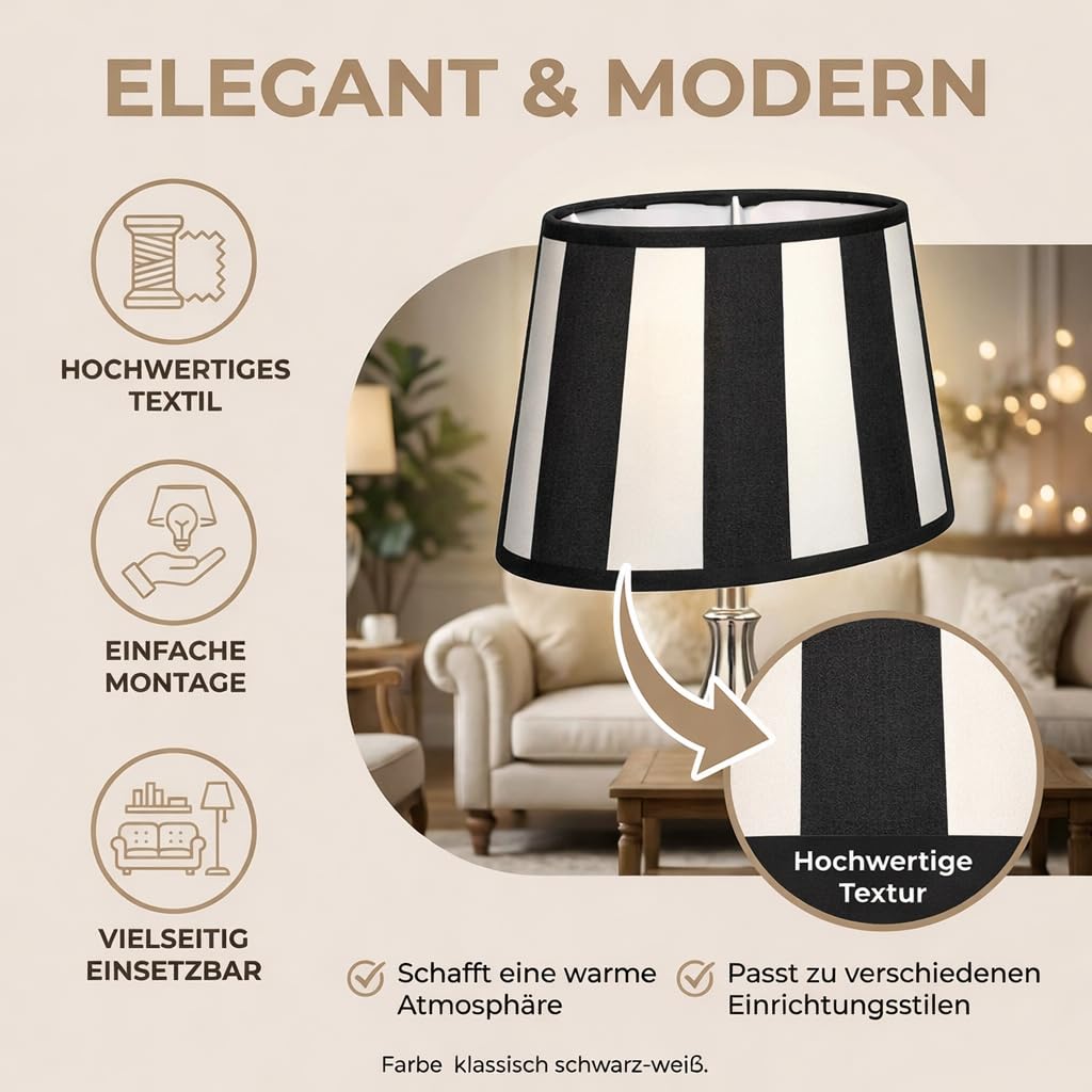 brillibrum-lampenschirm-gestreift-oval-e14-e27-schwarz-creme image 4