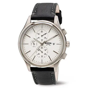 boccia-3756-01-titanium-chronograph-herrenuhr-wei-leder image 1
