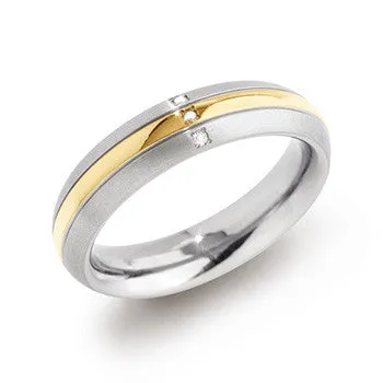 boccia-0131-04-titan-ehering-5-mm-matt-mit-gold-mitte-und-3-diamanten image 1