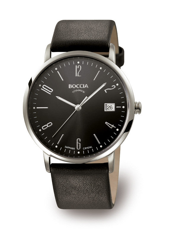 boccia-3557-02-titanium-herrenuhr-schwarz-leder image 2