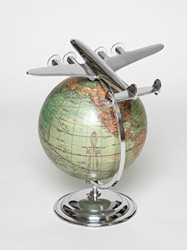 brillibrum-design-globus-mit-metall-flugzeug-art-d-co-antiklook-rotierende-weltk image 5