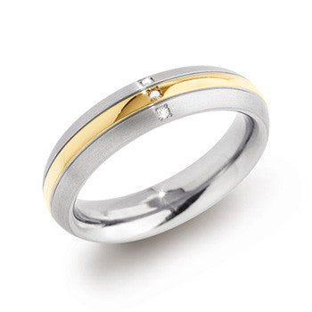 boccia-0131-04-titan-ehering-5-mm-matt-mit-gold-mitte-und-3-diamanten image 1