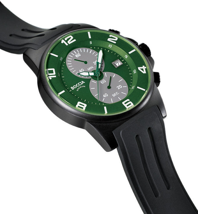 boccia-3777-14-herren-titan-chronograph-45mm-gr-n-mit-kautschukband image 3