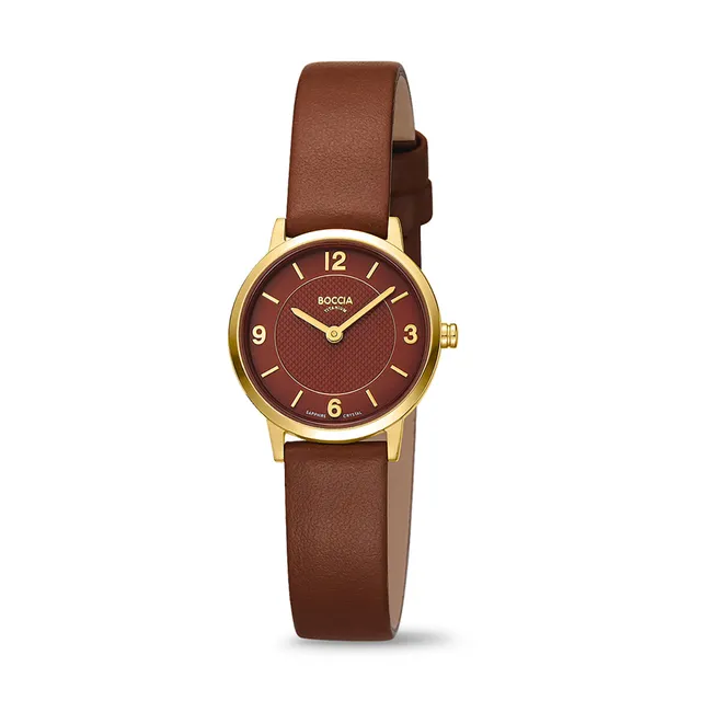 boccia-3371-02-titan-damenuhr-gold-braun-leder-25-mm image 1