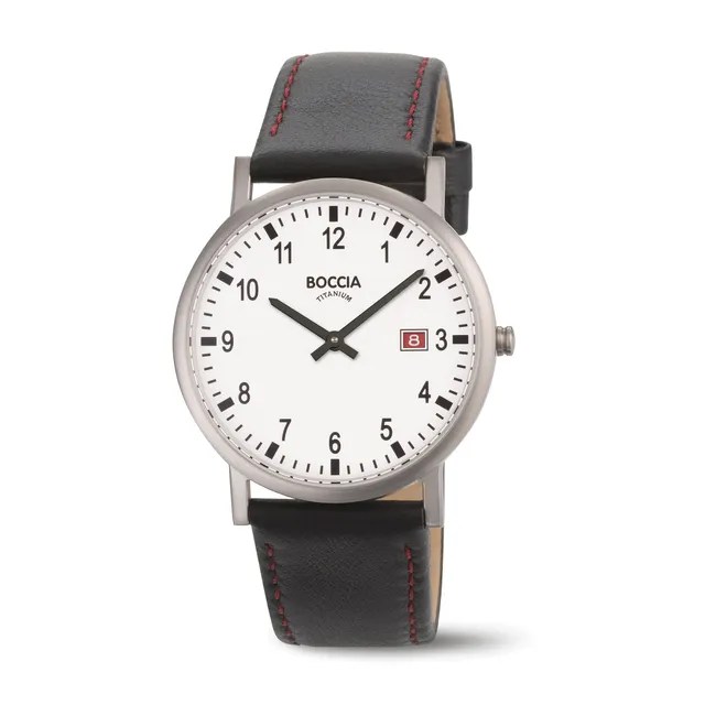 boccia-3662-01-herren-titan-uhr-leder-wei-37-mm image 1