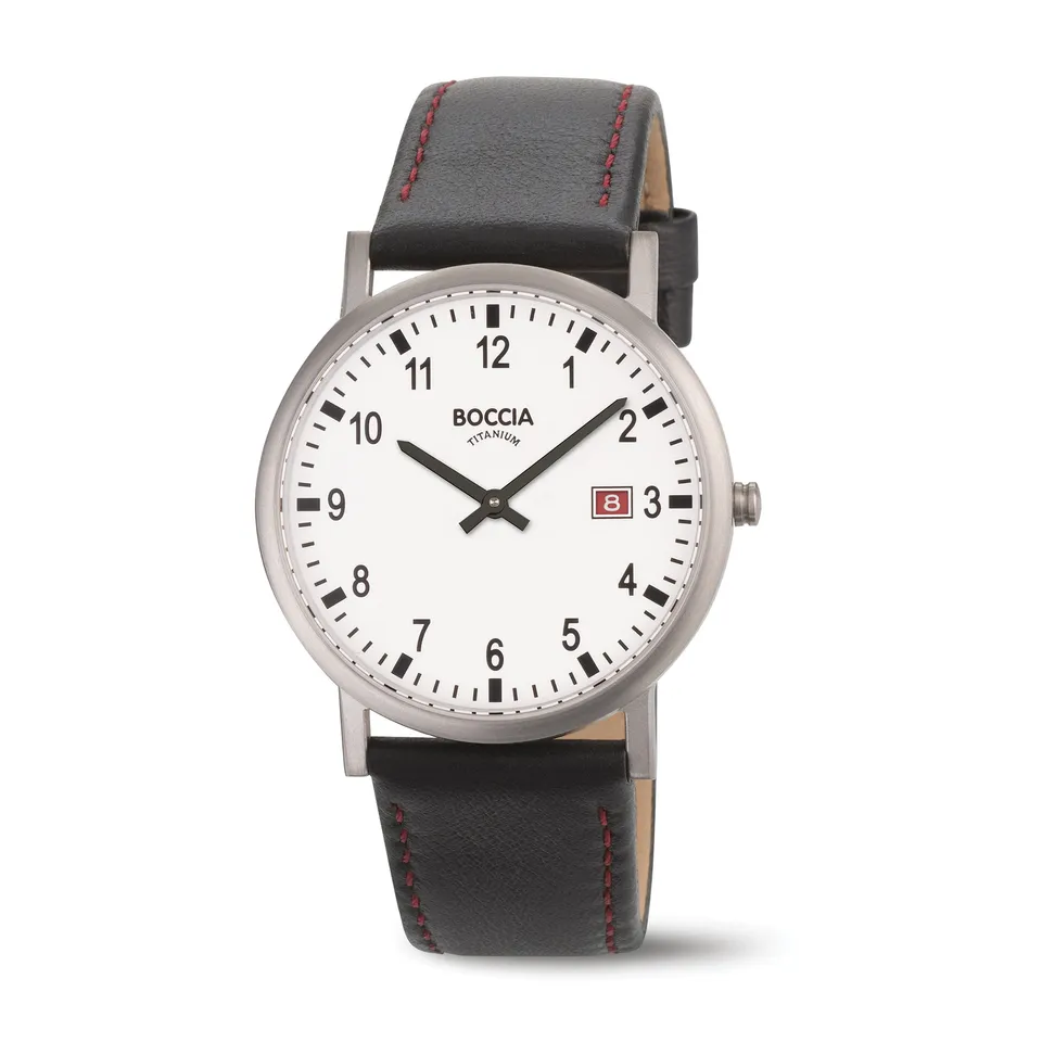 boccia-3662-01-herren-titan-uhr-leder-wei-37-mm image 1