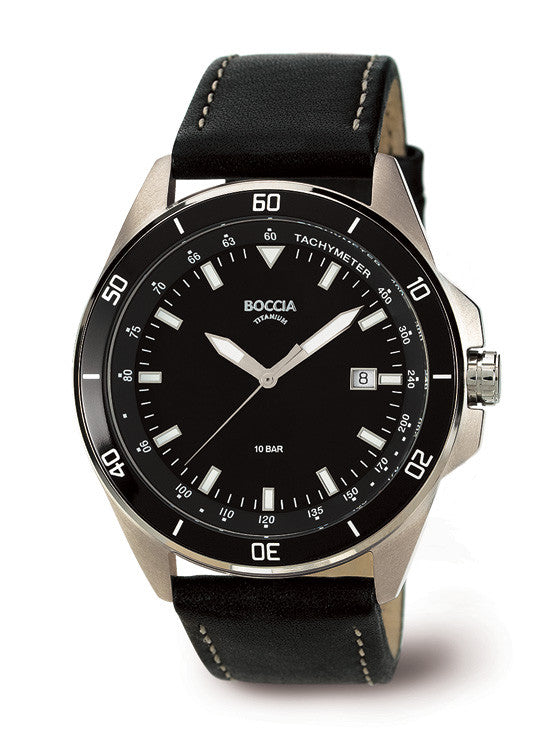 boccia-3577-06-herren-titan-uhr-schwarz-tachymeter-leder-43-mm image 2
