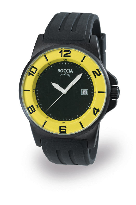 boccia-id-3535-10-herren-titan-uhr-schwarz-gelb-mit-kautschuk image 2