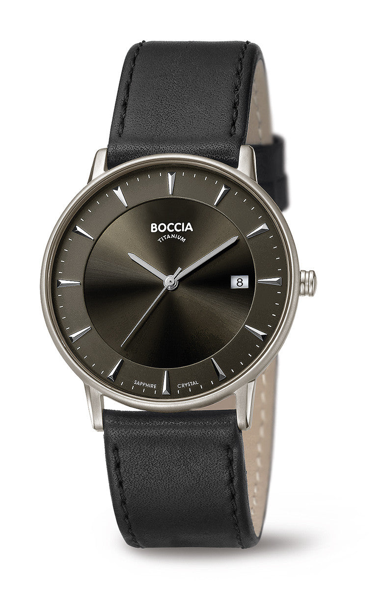 boccia-3607-01-titanium-herrenuhr-grau-leder-saphir-39-mm image 3