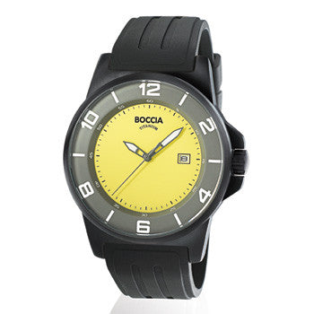 boccia-3535-63-id-titanium-herrenuhr-45mm-schwarz-gelb-kautschuk image 1