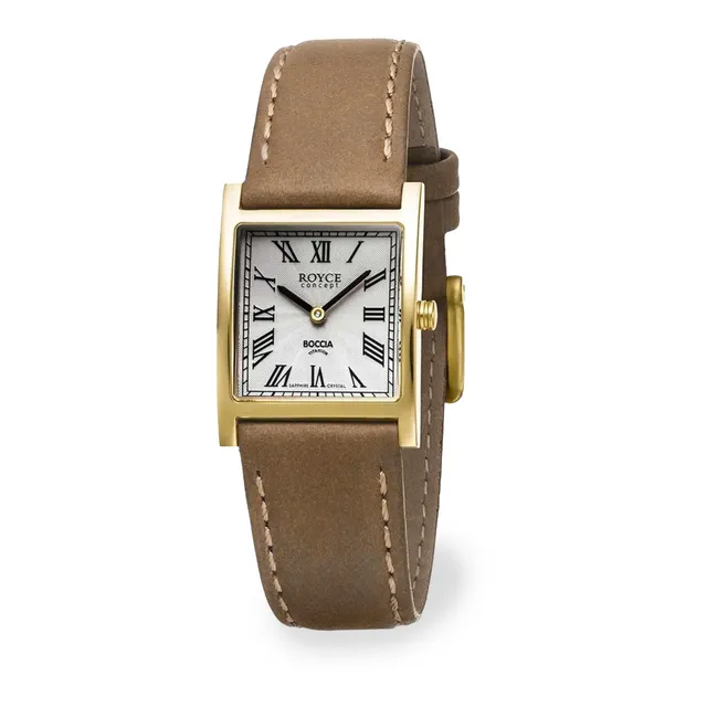 boccia-3360-02-damen-titanium-uhr-eckig-gold-leder-taupe-24-mm image 1