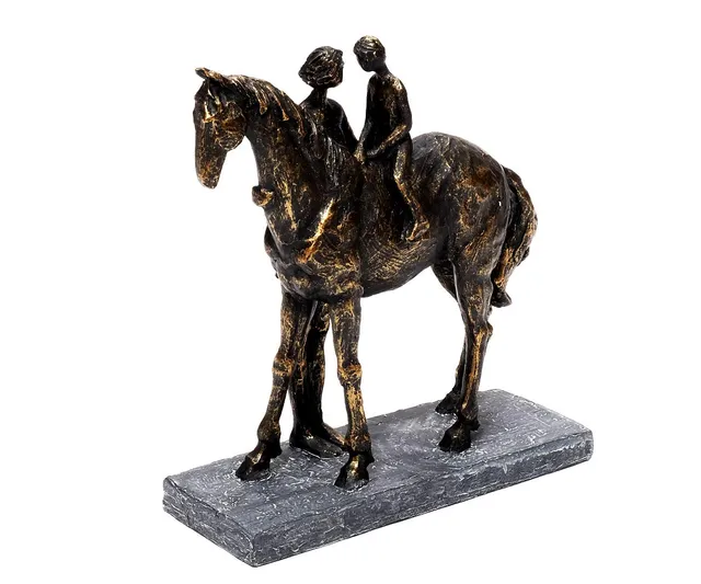brillibrum-moderne-pferd-skulptur-mutter-mit-kind-polyresin-bronze image 1