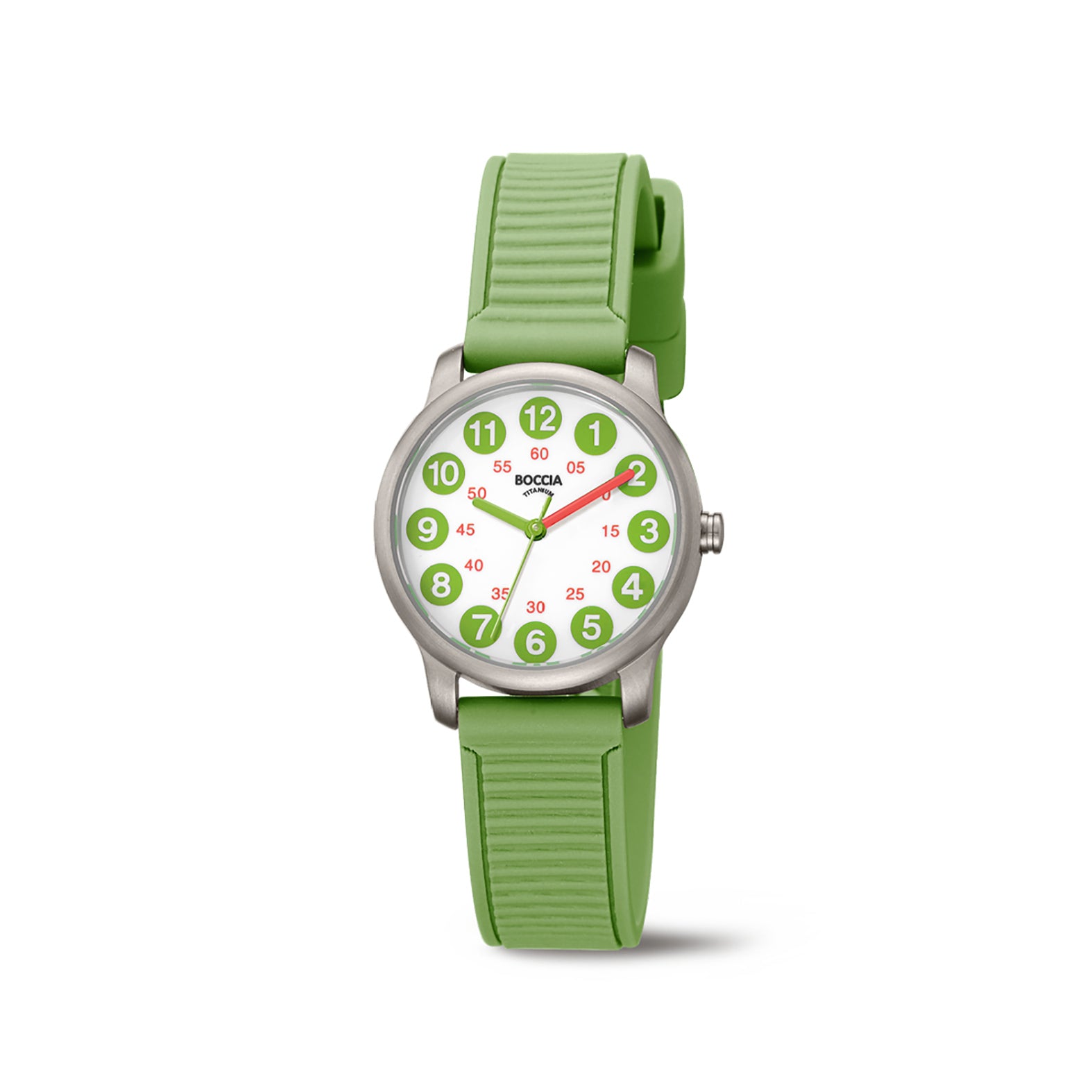 boccia-3373-02-titan-kinderuhr-wei-gr-n-kautschuk-27-mm image 1