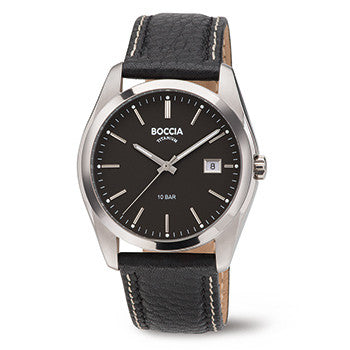 boccia-3608-02-titanium-herrenuhr-leder-schwarz-40-mm image 1
