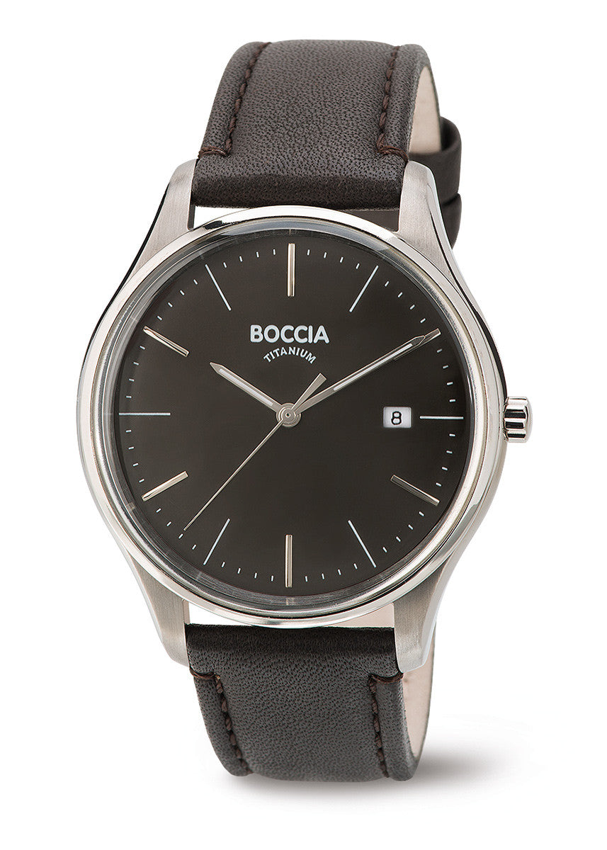 boccia-3587-02-titan-herrenuhr-leder-dunkelgrau-datum image 2