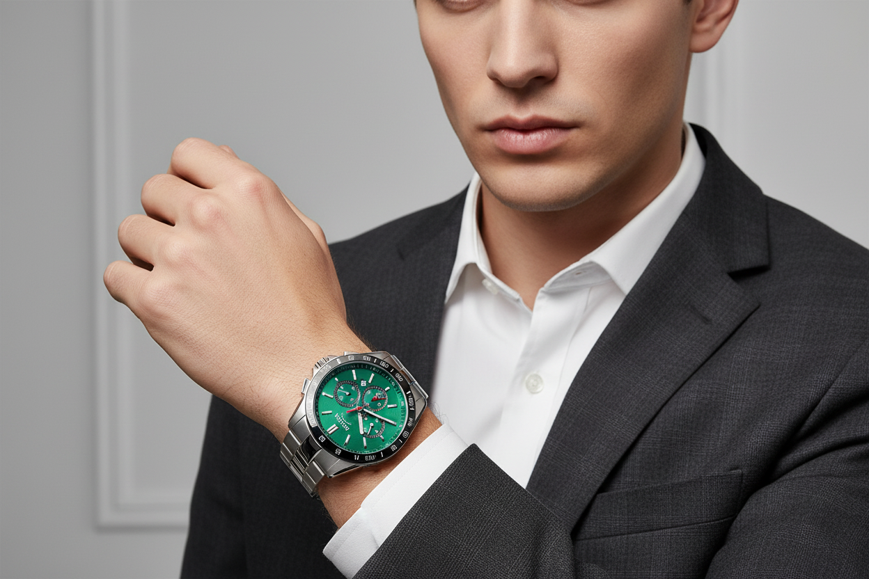 boccia-3733-02-herren-titan-chronograph-gr-n-tachymeter-titanband image 2
