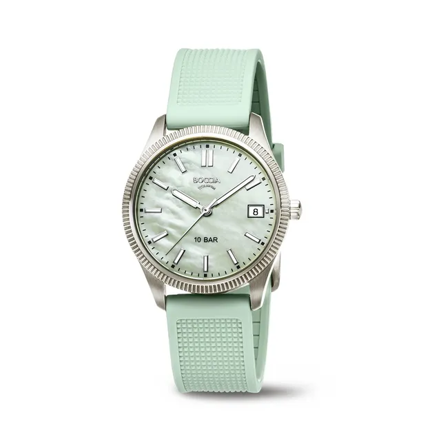 boccia-3356-02-damen-titan-uhr-perlmutt-gr-n-kautschuk-35-mm image 1