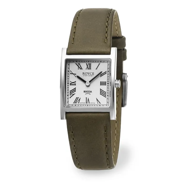 boccia-3360-01-damen-royce-titan-uhr-eckig-wei-mit-olivgr-nem-leder image 1