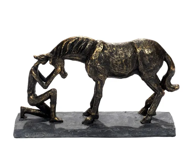 brillibrum-pferde-skulptur-bronzefarben-aus-polyresin-pferd-m-dchen-32-cm image 1