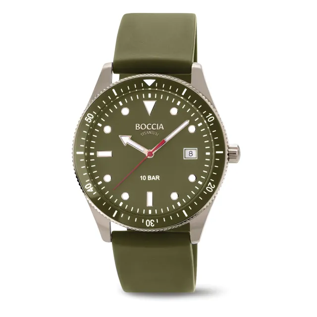 boccia-3664-03-titanium-herrenuhr-army-green-39-mm-kautschuk image 1