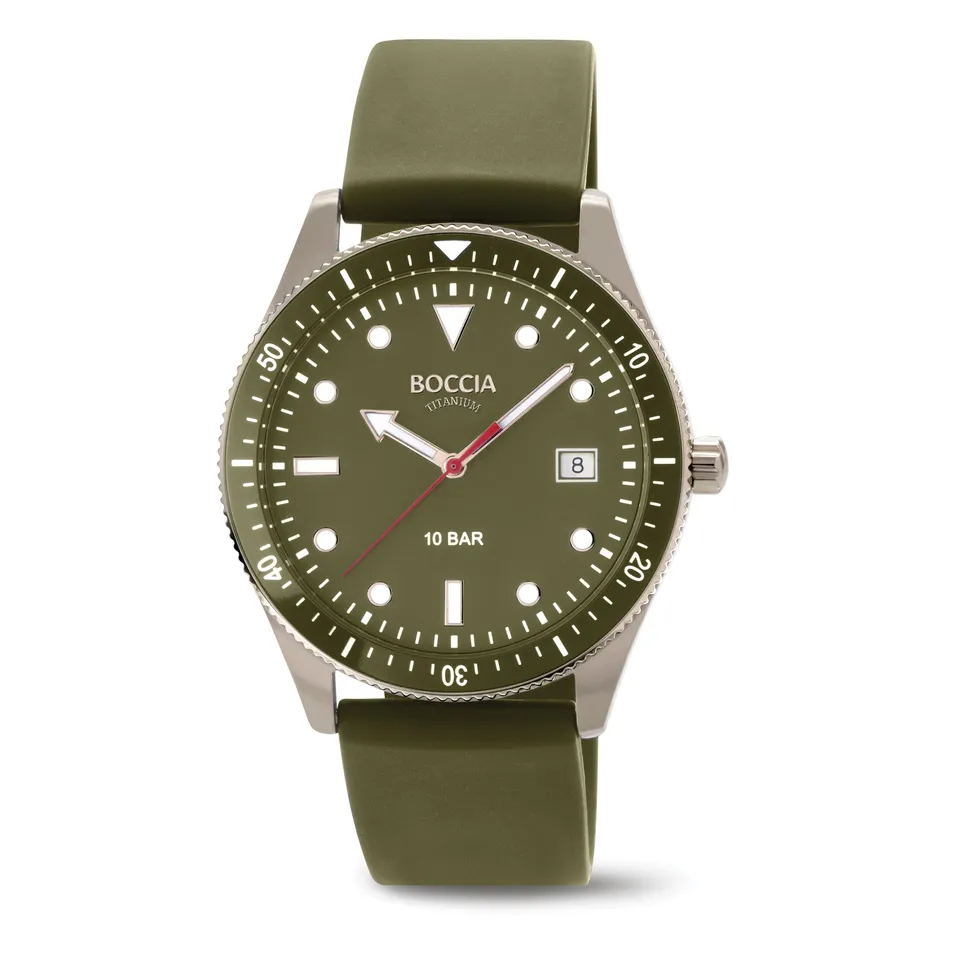 boccia-3664-03-titanium-herrenuhr-army-green-39-mm-kautschuk image 1