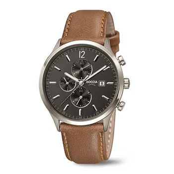 boccia-3753-04-titanium-chronograph-herrenuhr-42-mm-braun image 1