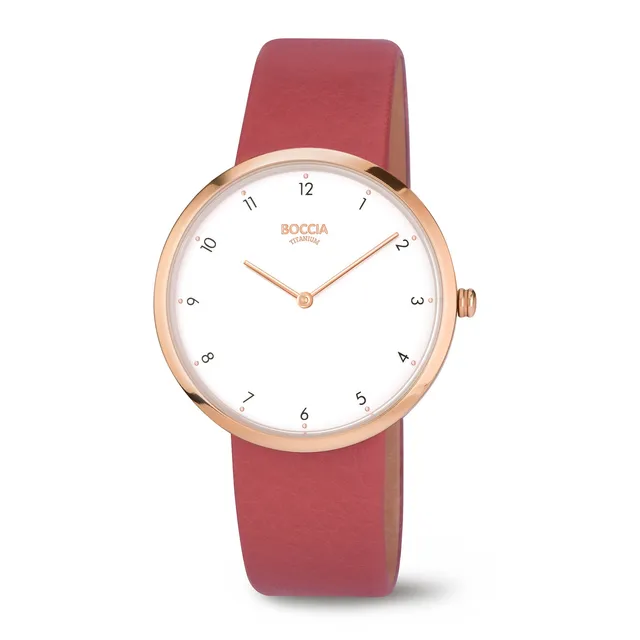 boccia-3309-05-damen-titan-uhr-36-mm-ros-gold-wei-rot-leder image 1