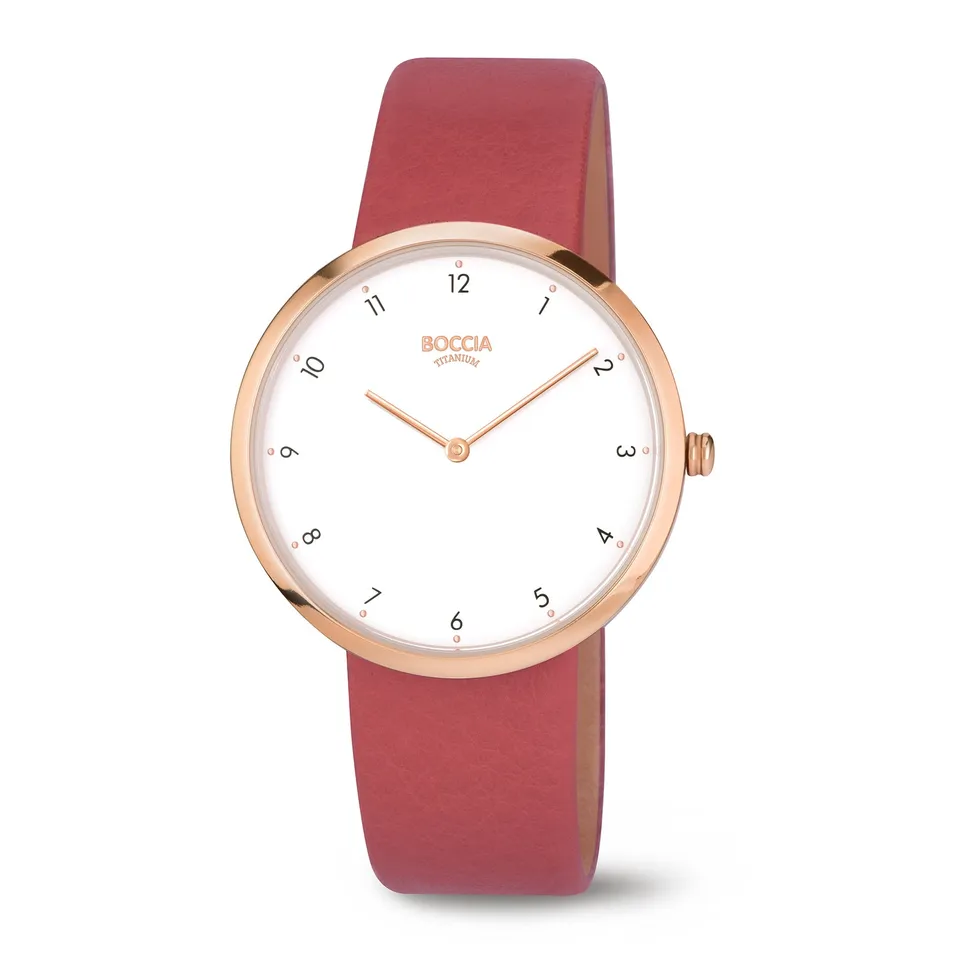 boccia-3309-05-damen-titan-uhr-36-mm-ros-gold-wei-rot-leder image 1