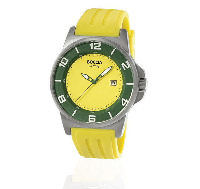 boccia-id-3535-30-herren-titan-uhr-gelb-gr-n-kautschuk-45-mm image 2