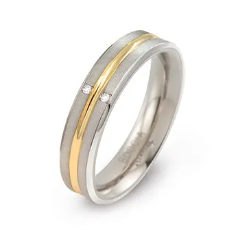 boccia-0144-01-titanring-matt-mit-goldlinie-und-2-diamanten image 1