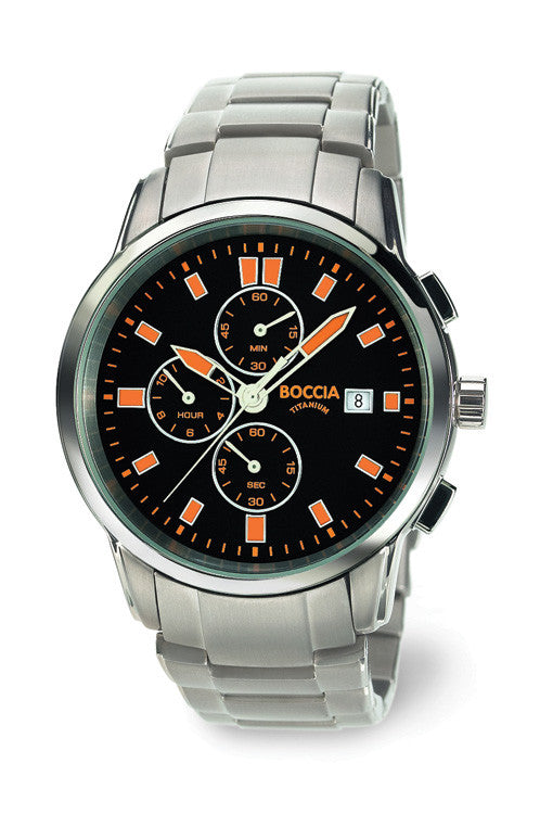 boccia-3763-03-titanium-chronograph-herrenuhr-schwarz-orange image 2