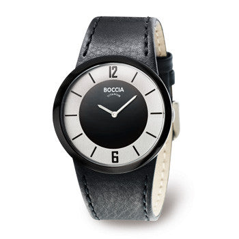 boccia-damen-titan-uhr-black-37-mm-leder-schwarz-wei image 1