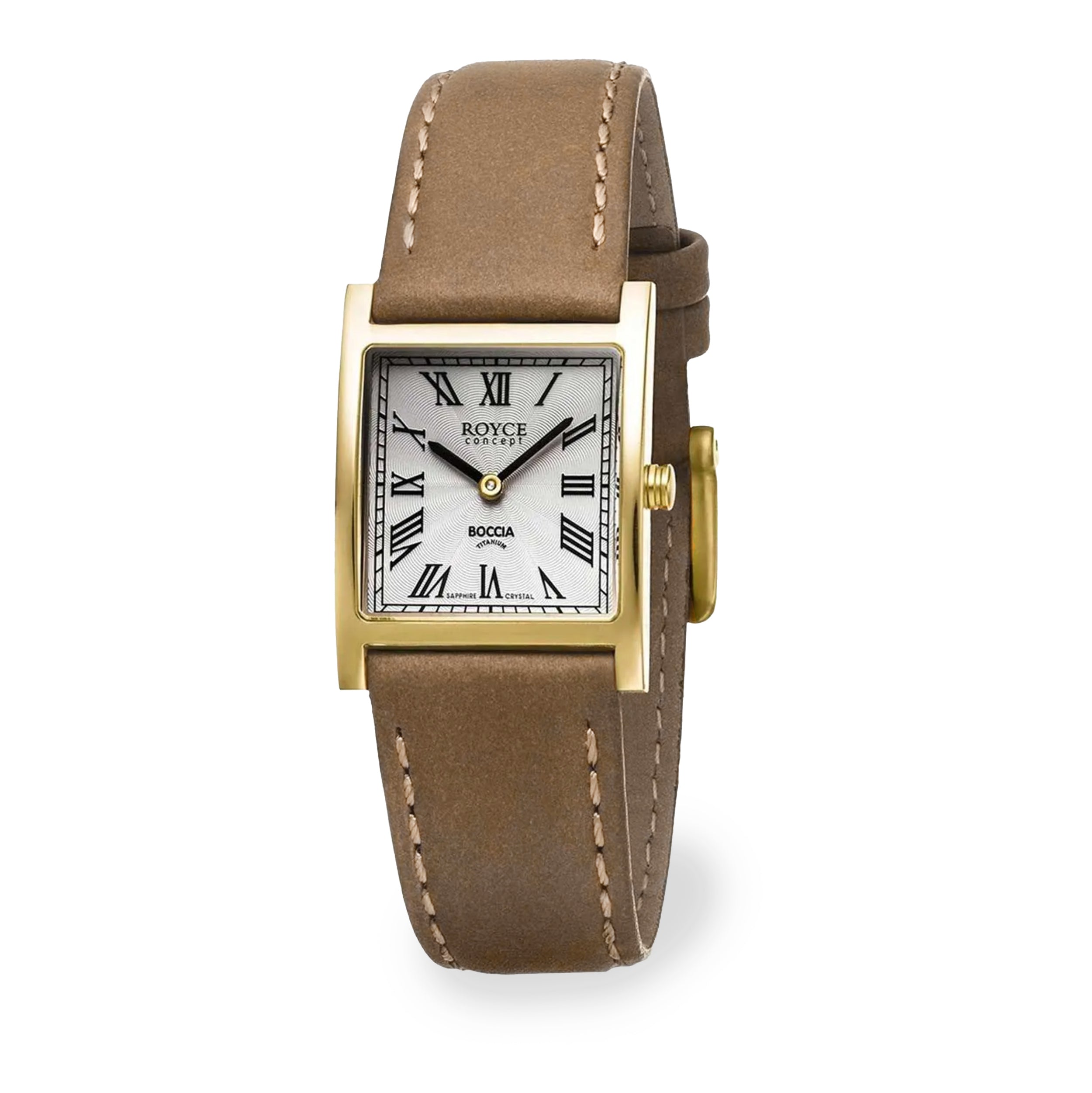 boccia-3360-02-damen-titanium-uhr-eckig-gold-leder-taupe-24-mm image 1