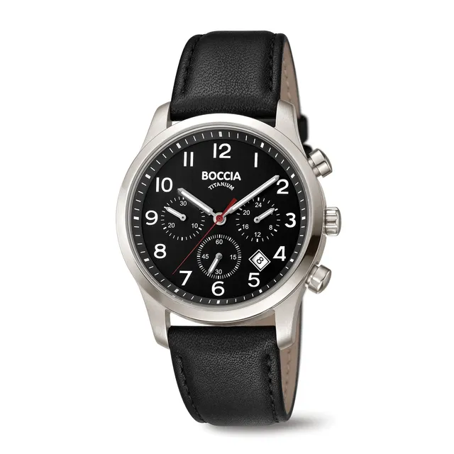 boccia-3749-02-herren-titan-chronograph-schwarz-leder image 1