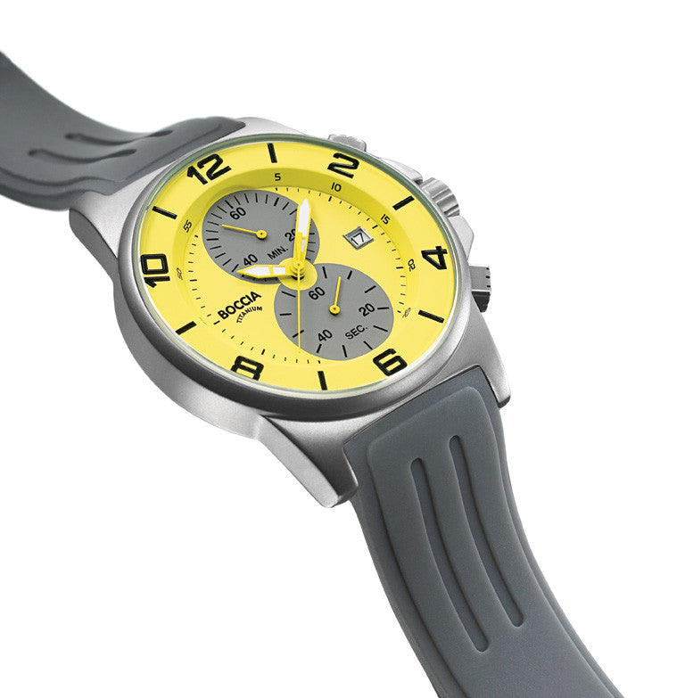 boccia-3777-20-herrenuhr-titan-chronograph-gelb-grau-45-mm image 3